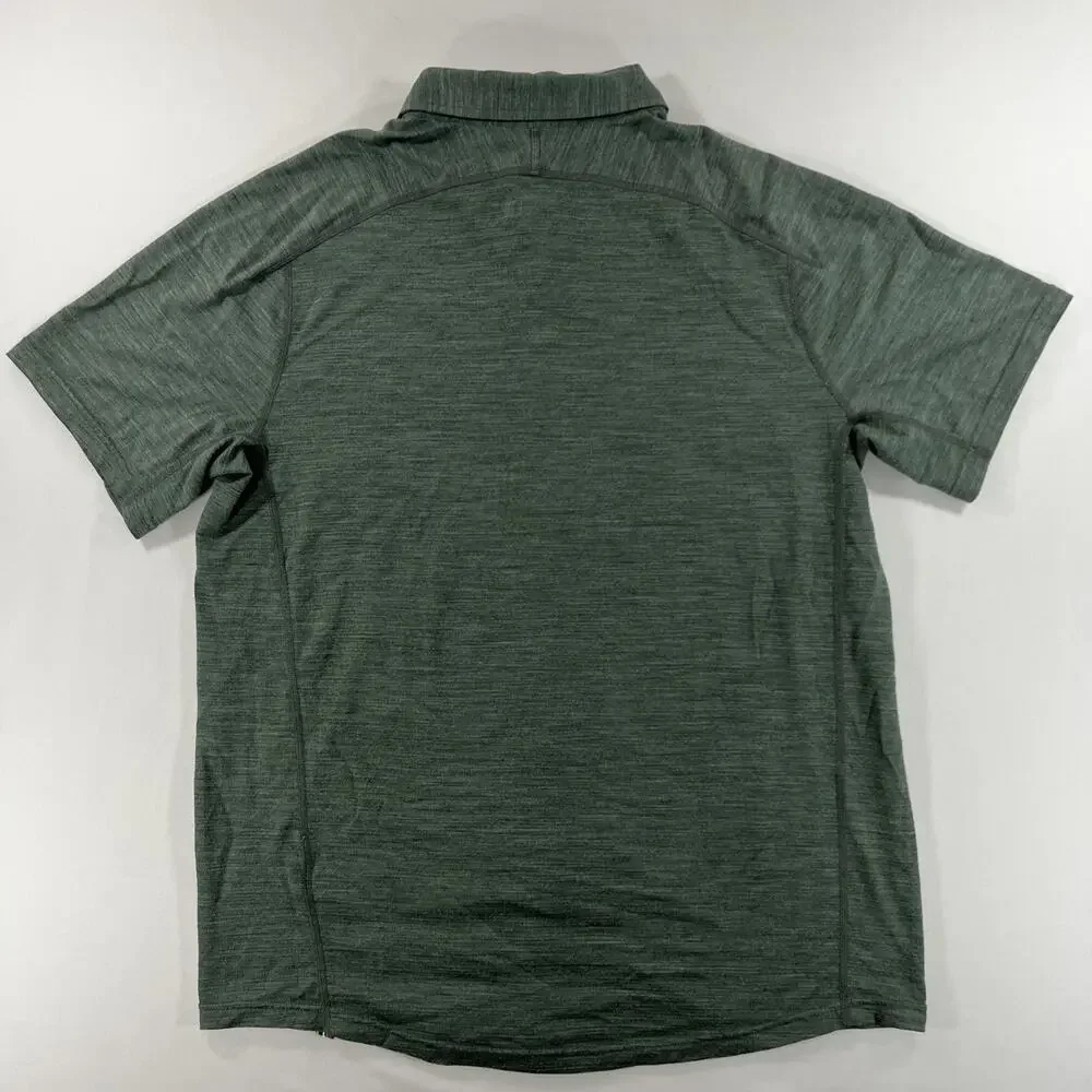Smartwool Merino Wool Sport 150 Green Short Sleeve Button Down Shirt Mens Size M - Picture 6 of 7